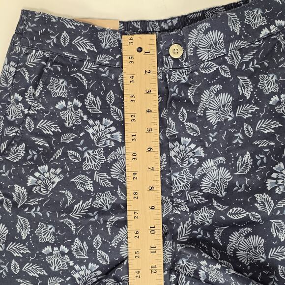 Jachs Girlfriend Women's Stretch Satin Chino Shorts Blue Floral Size L - Picture 7 of 7
